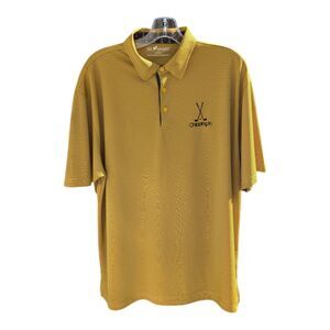 HL Sport Polo Bamboo Charcoal Performance Yellow Black Striped Men's XL Golf Dad